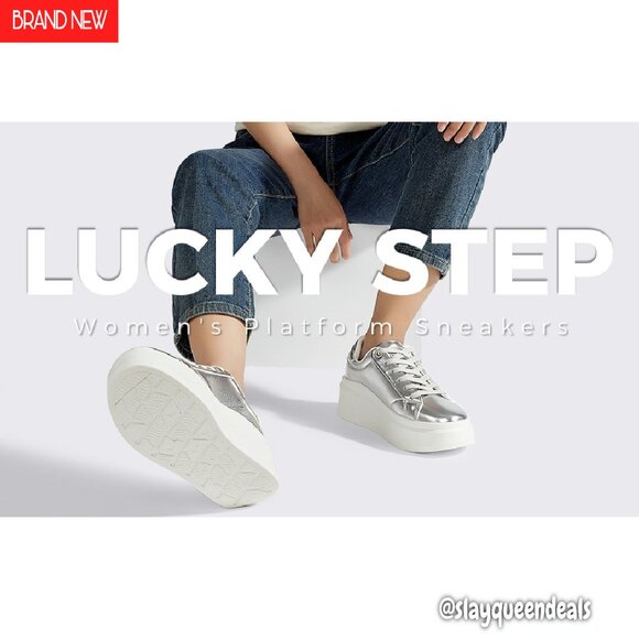 Women's Platform Sneakers Faux Leather Low Top Casual Walking Shoes - Picture 8 of 8